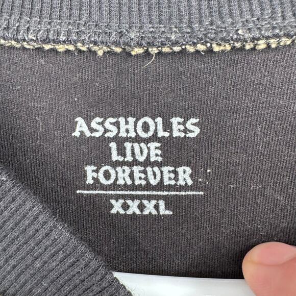 A$$holes Live Forever Full Zip Crewneck Sweatshirt Men's 3XL Green Black - Picture 6 of 8
